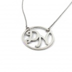Silver necklace with 2 monograms in a ring
