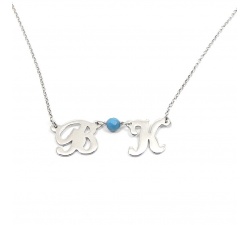 Silver platinum plated necklace with 2 initials