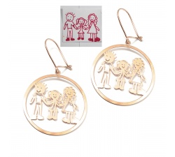 Σκουλαρίκια με παιδική ζωγραφιά σε ασήμι 925 ροζ επιχρυσωμένο