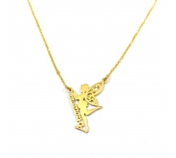 Fairy necklace with name in yellow gold plated sterling silver