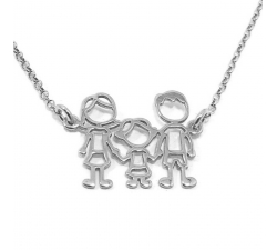Necklace with your family figures on platinum or gold plated silver
