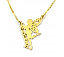 Fairy necklace with name in yellow gold plated sterling silver