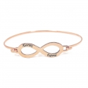 Silver rose gold plated bangle bracelet with infinity and engraved names