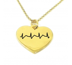 Ασημένιο επιχρυσωμένο κολιέ με το δικό σας καρδιογράφημα χαραγμένο σε καρδιά