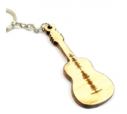 Ξύλινο μπρελόκ κιθάρα με χάραξη κυματομορφής το δικού σας ηχητικού μηνύματος